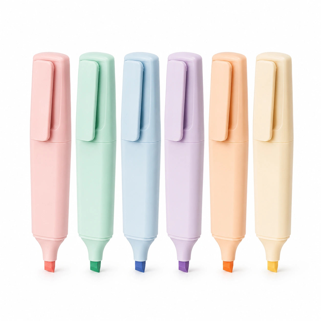 Set aus 6 Pastell-Textmarkern mit Keilspitze