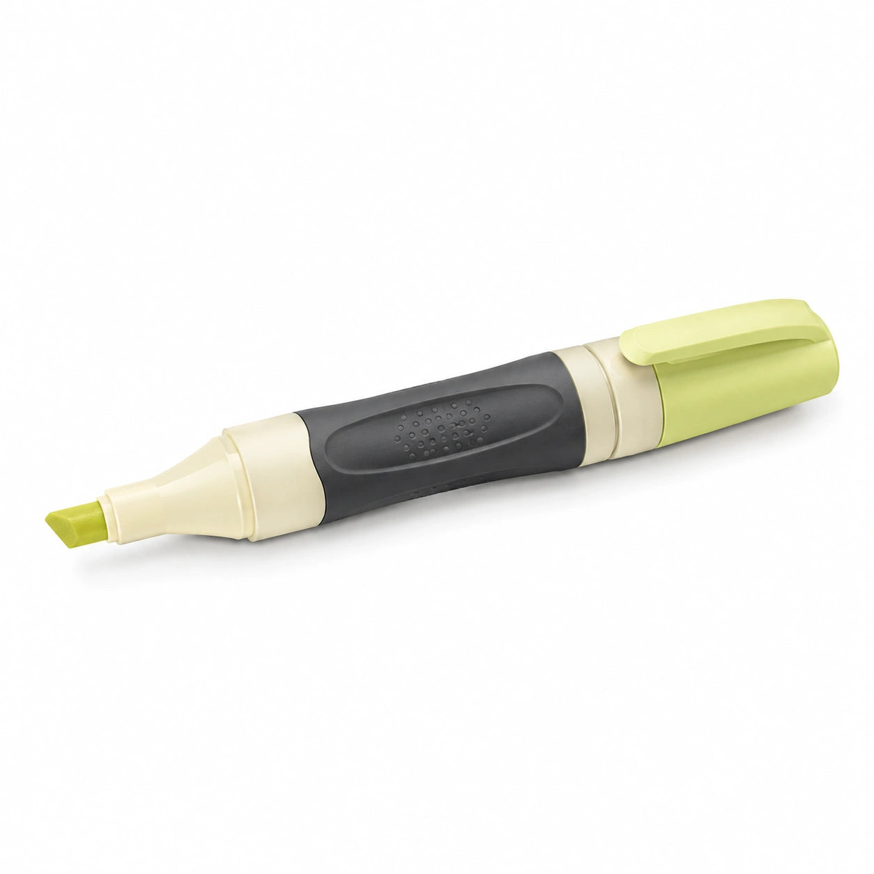 Ergonomischer Textmarker in Limettengrün/Schwarz mit Keilspitze