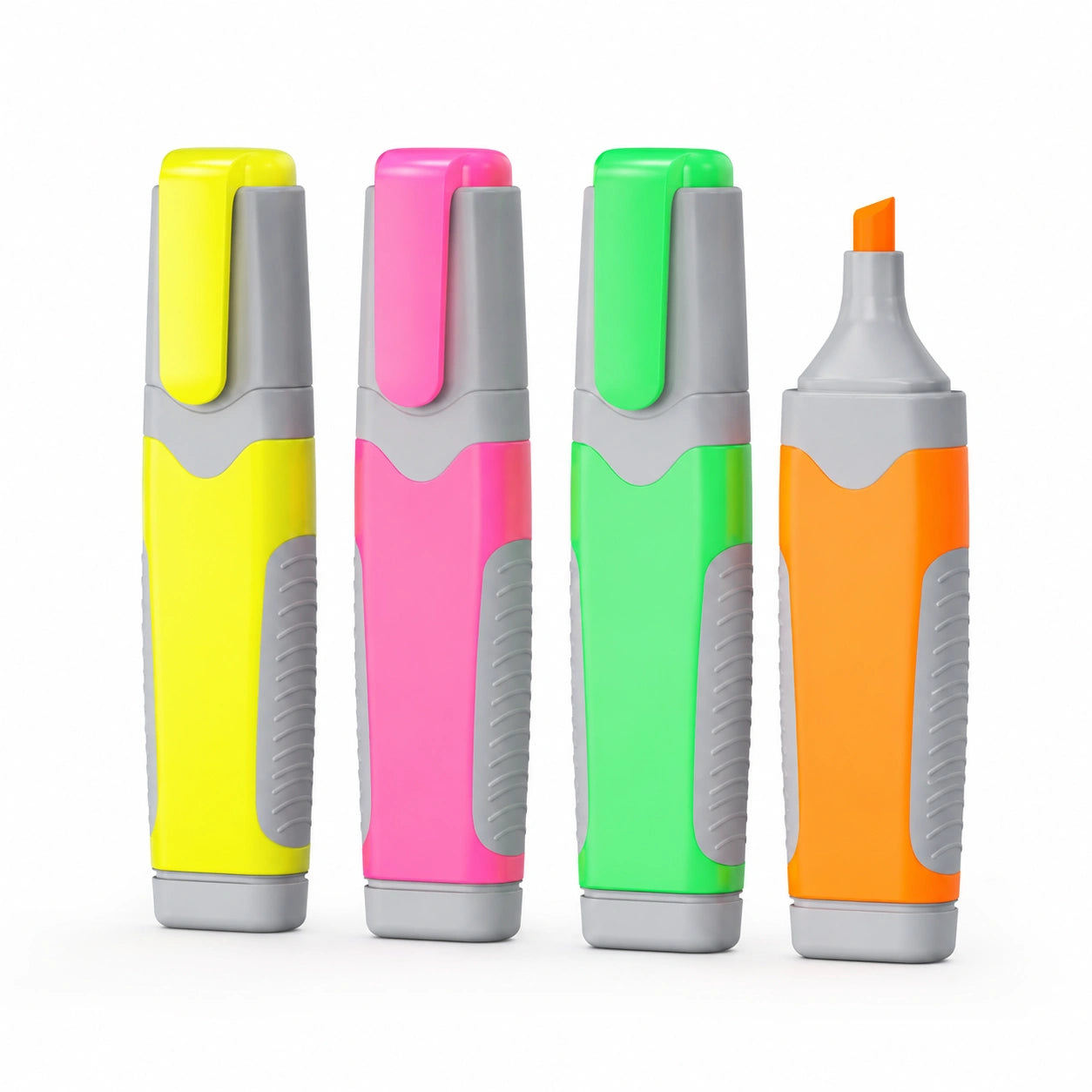 Textmarker Set in Neonfarben: Gelb, Pink, Grün, Orange