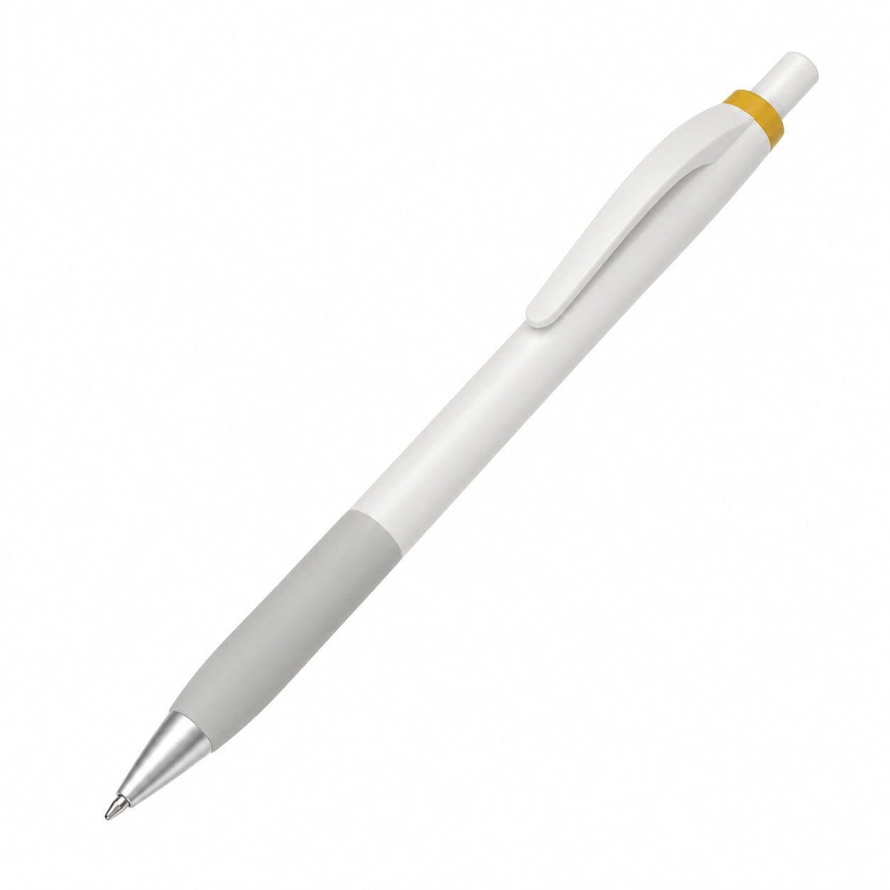 Druckkugelschreiber Weiß mit Gelbem Akzent 0.7 mm