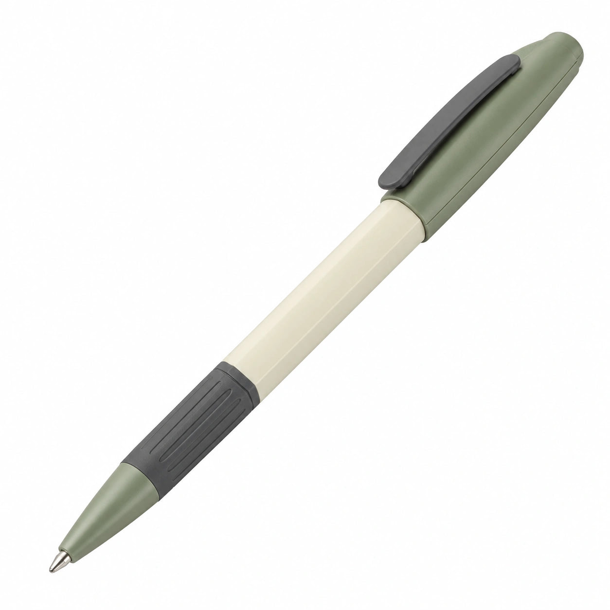 Kugelschreiber mit Druckmechanik Beige/Grün