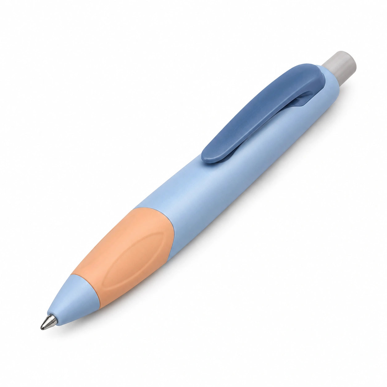 Ergonomischer Kugelschreiber Hellblau/Beige mit Weicher Grifffläche